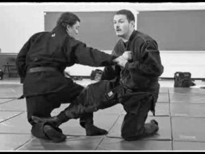 Kacem Zoughari demonstrating a technique when both practitioners fight from a kneeling position